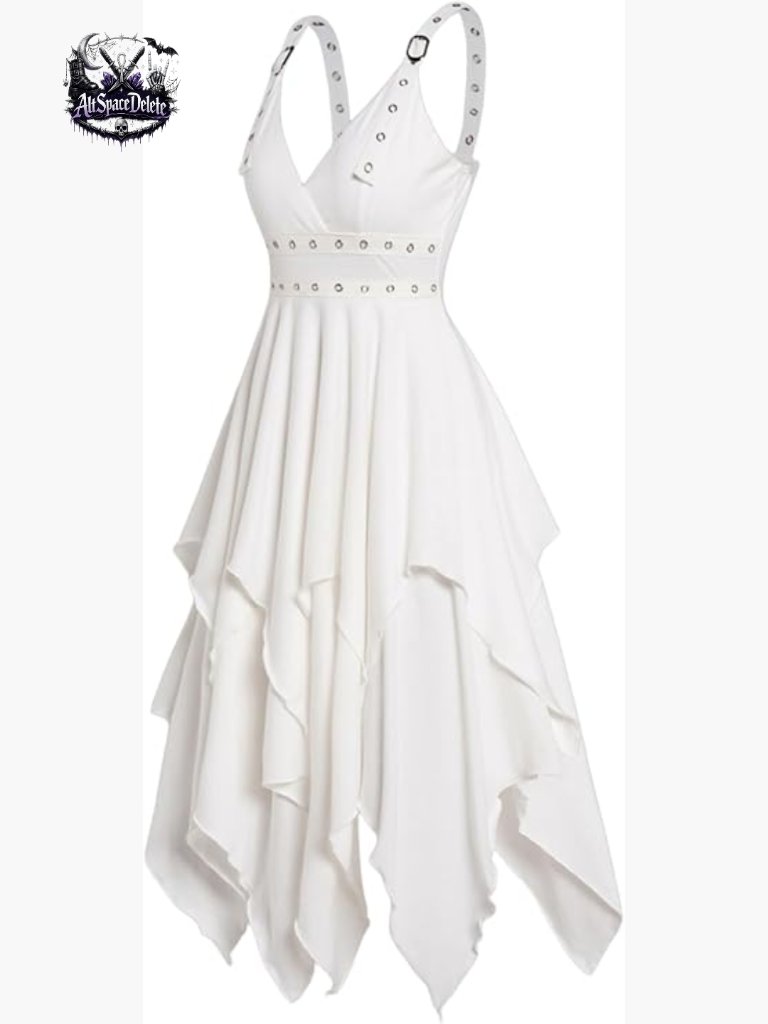 Sleeveless V Neck Tiered A Line Wrap Dress Midi Length Polyester Spandex